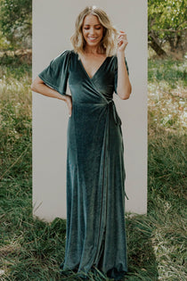 Meghan Velvet Wrap Maxi Dress ...